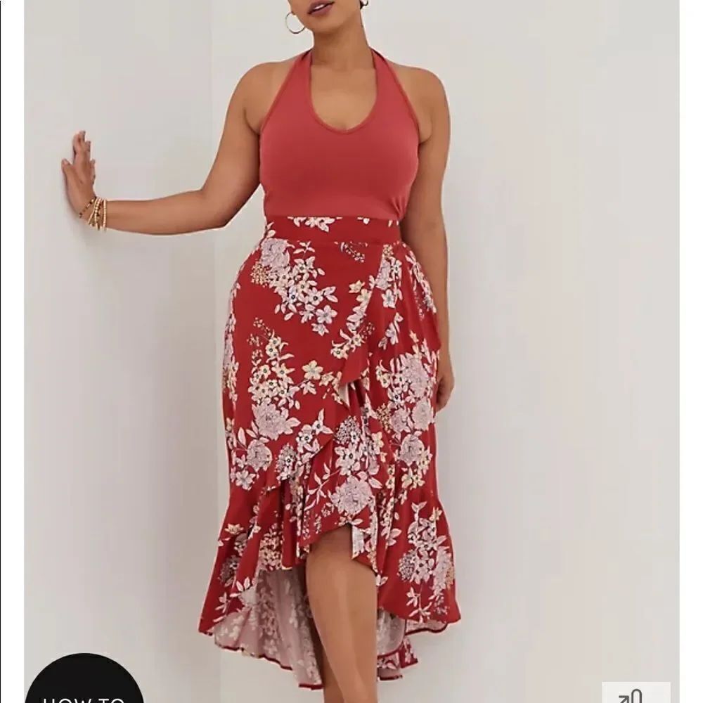Torrid Floral Hi-Lo Ruffle Maxi Boho Skirt Cottage Core Feminine Contemporary